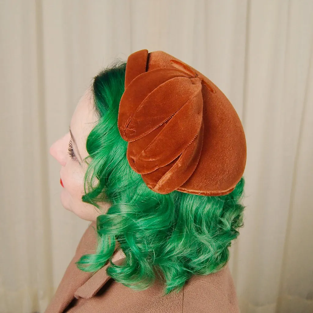 1950s Rust Velvet Hat