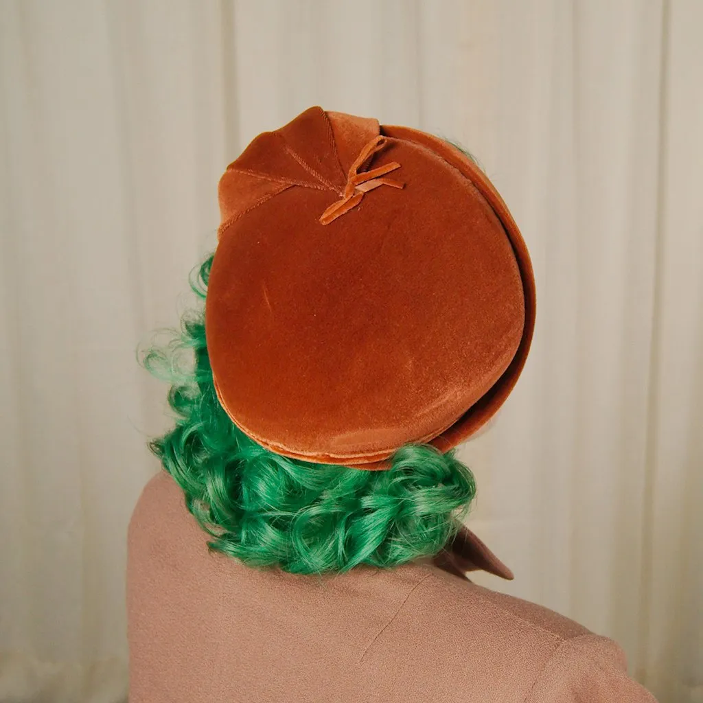 1950s Rust Velvet Hat