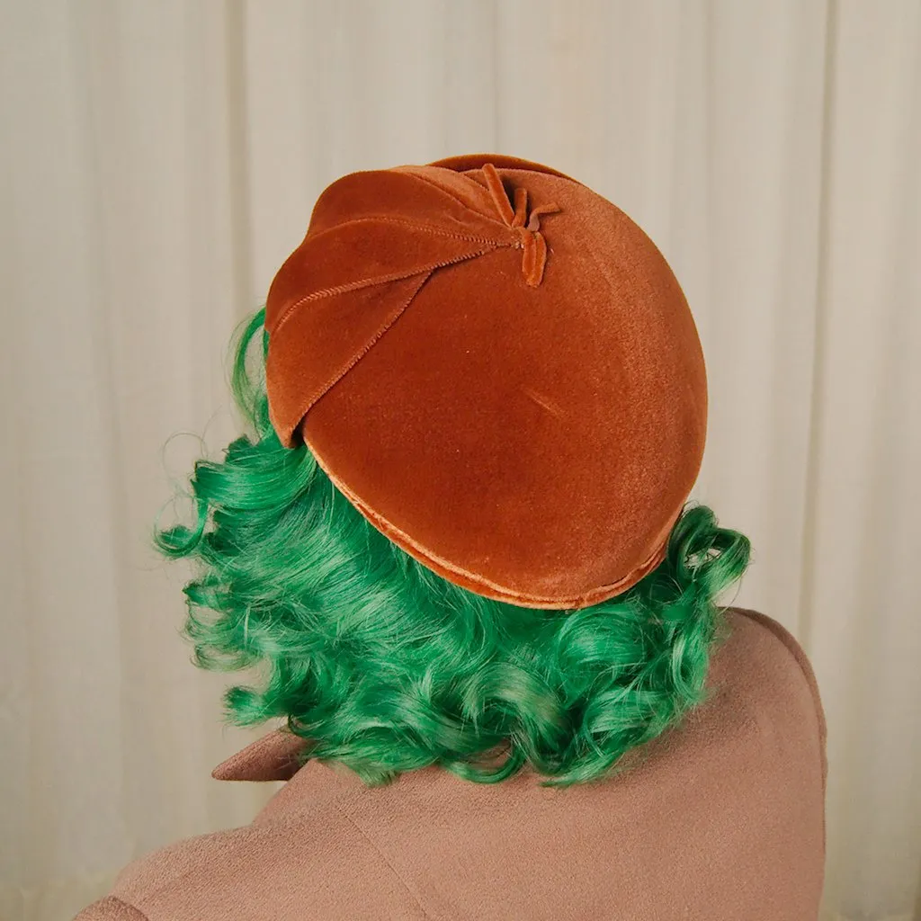 1950s Rust Velvet Hat