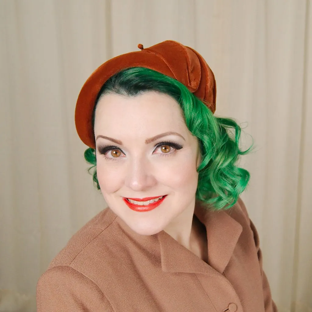 1950s Rust Velvet Hat