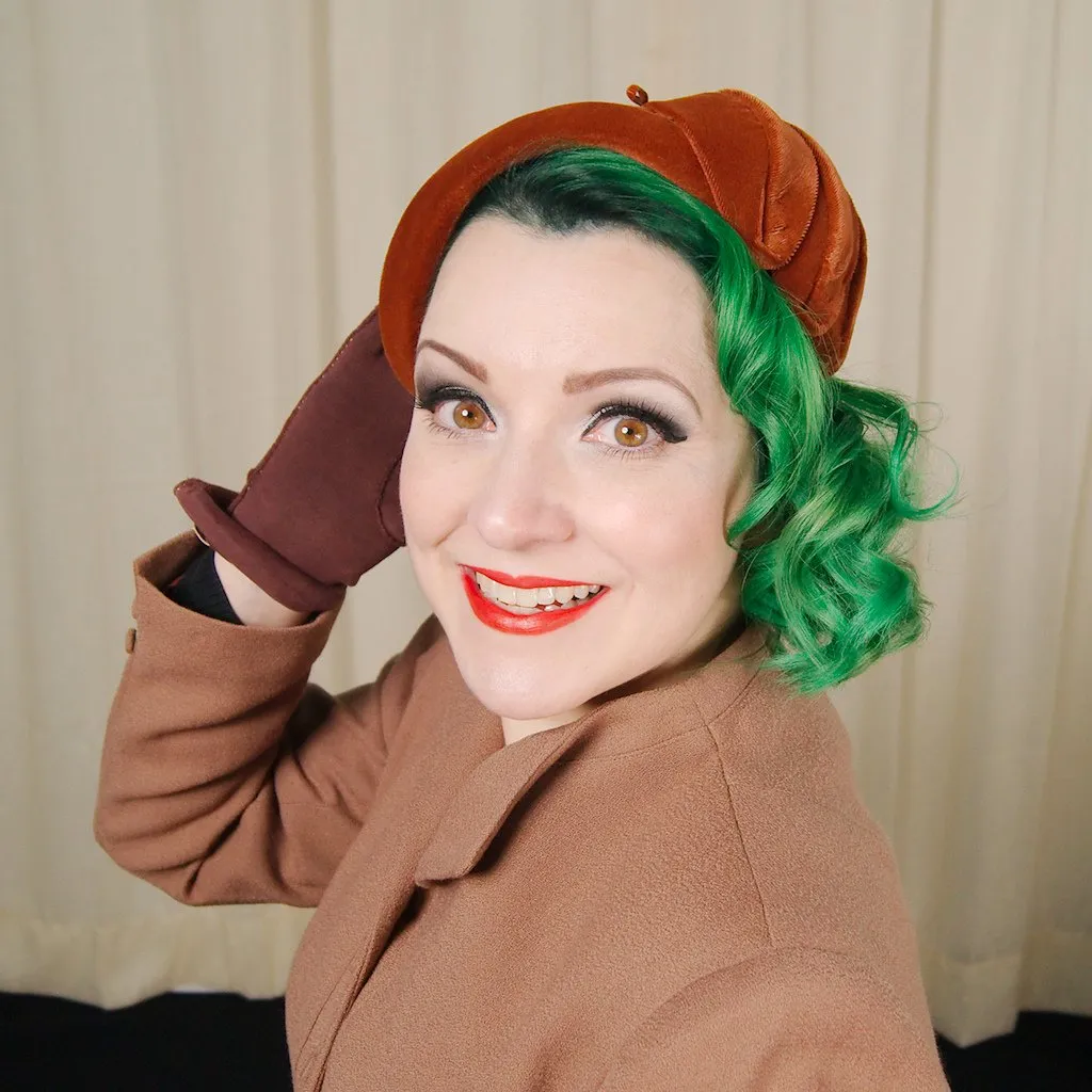 1950s Rust Velvet Hat