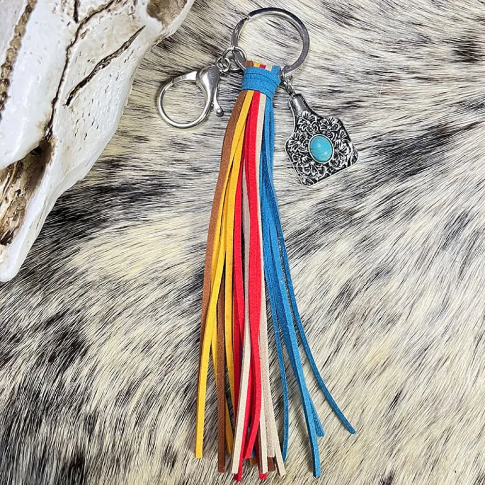 4 Chic Tassel Turquoise Keychains ea.