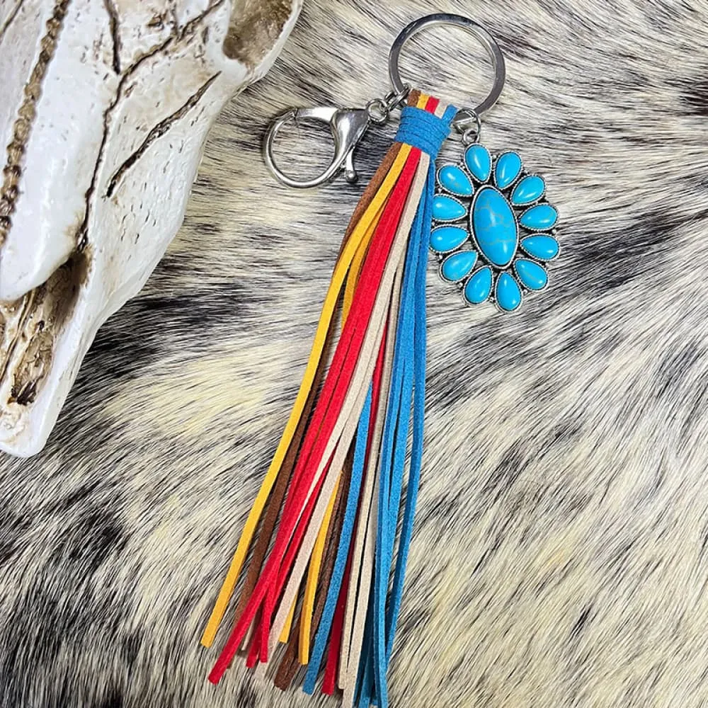 4 Chic Tassel Turquoise Keychains ea.