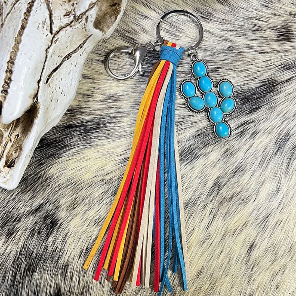 4 Chic Tassel Turquoise Keychains ea.