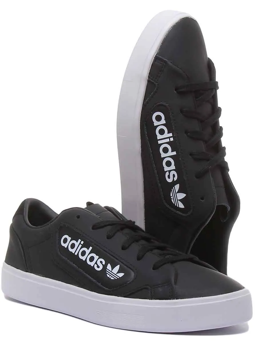 Adidas Sleek Leather Trainers In Black White For Women