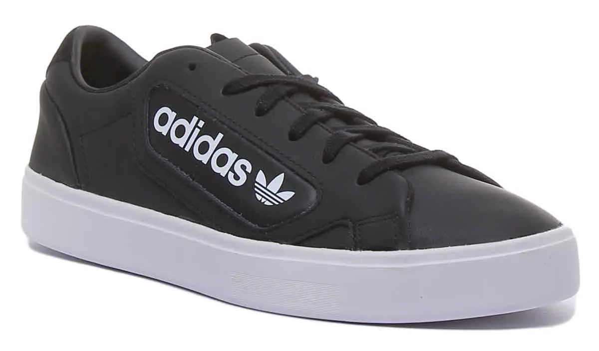 Adidas Sleek Leather Trainers In Black White For Women