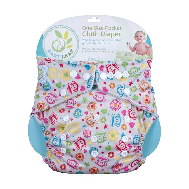 Baby Leaf Funky Monkey One-Sized Cloth Diaper