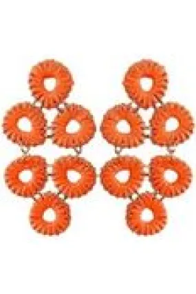 Bright Orange Straw Ginger Earrings