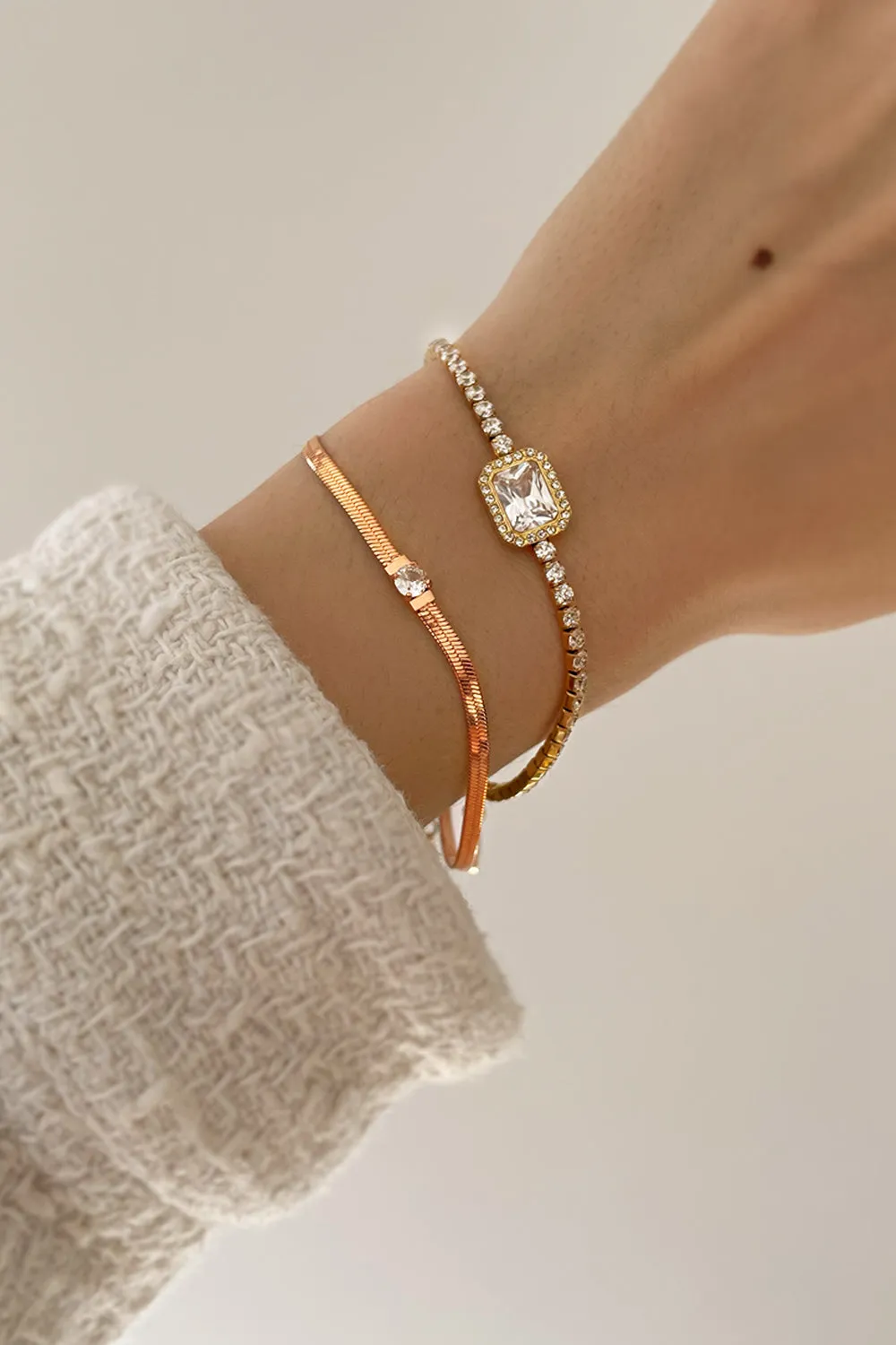 Brilliant Sleek Bracelet 14K Rosegold Plated