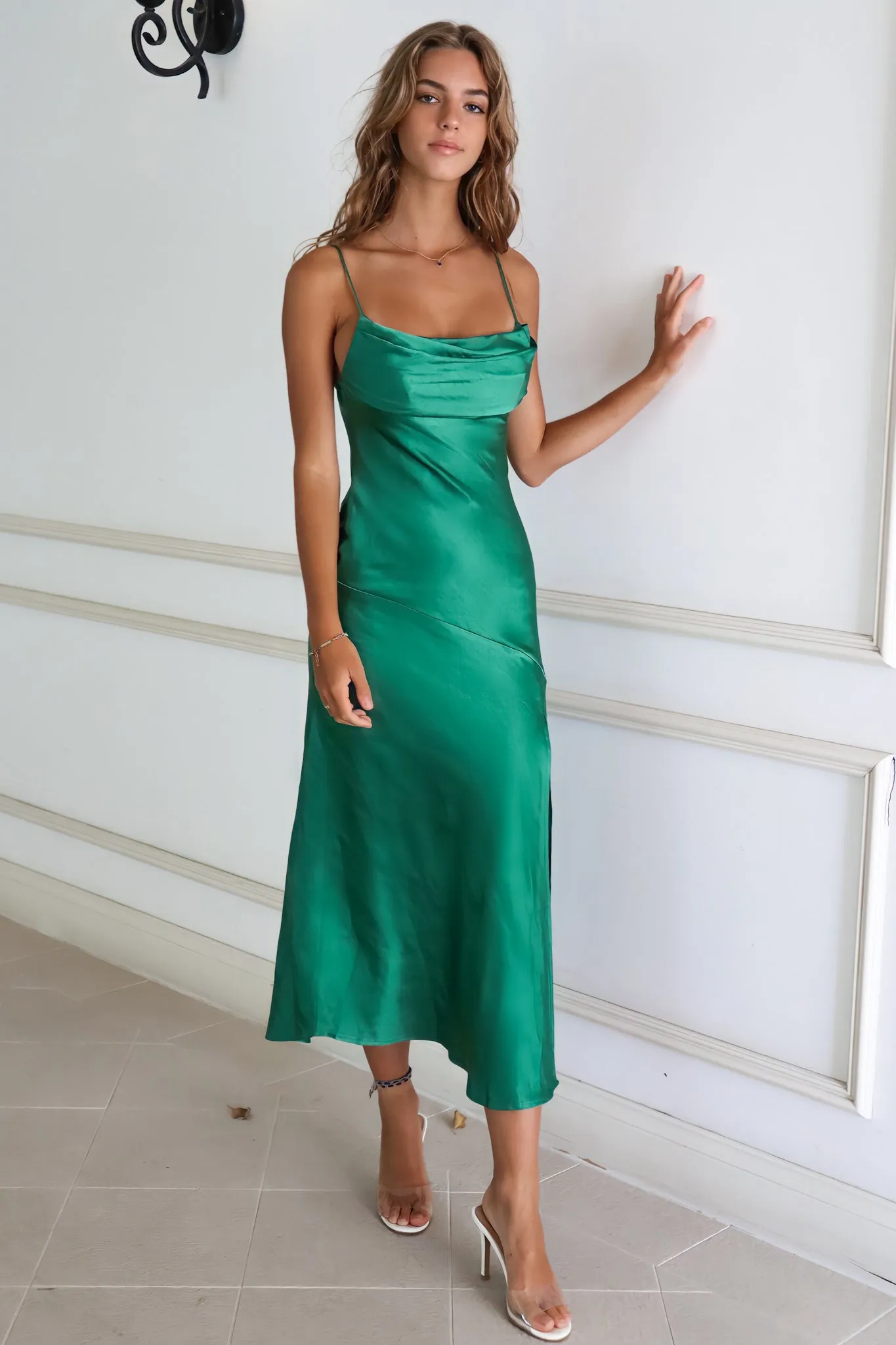 Celine Satin Midi - Bright Green