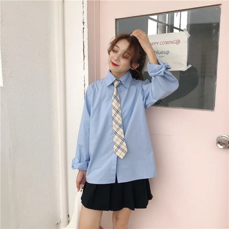 Chic blue shirt   vest KF90132