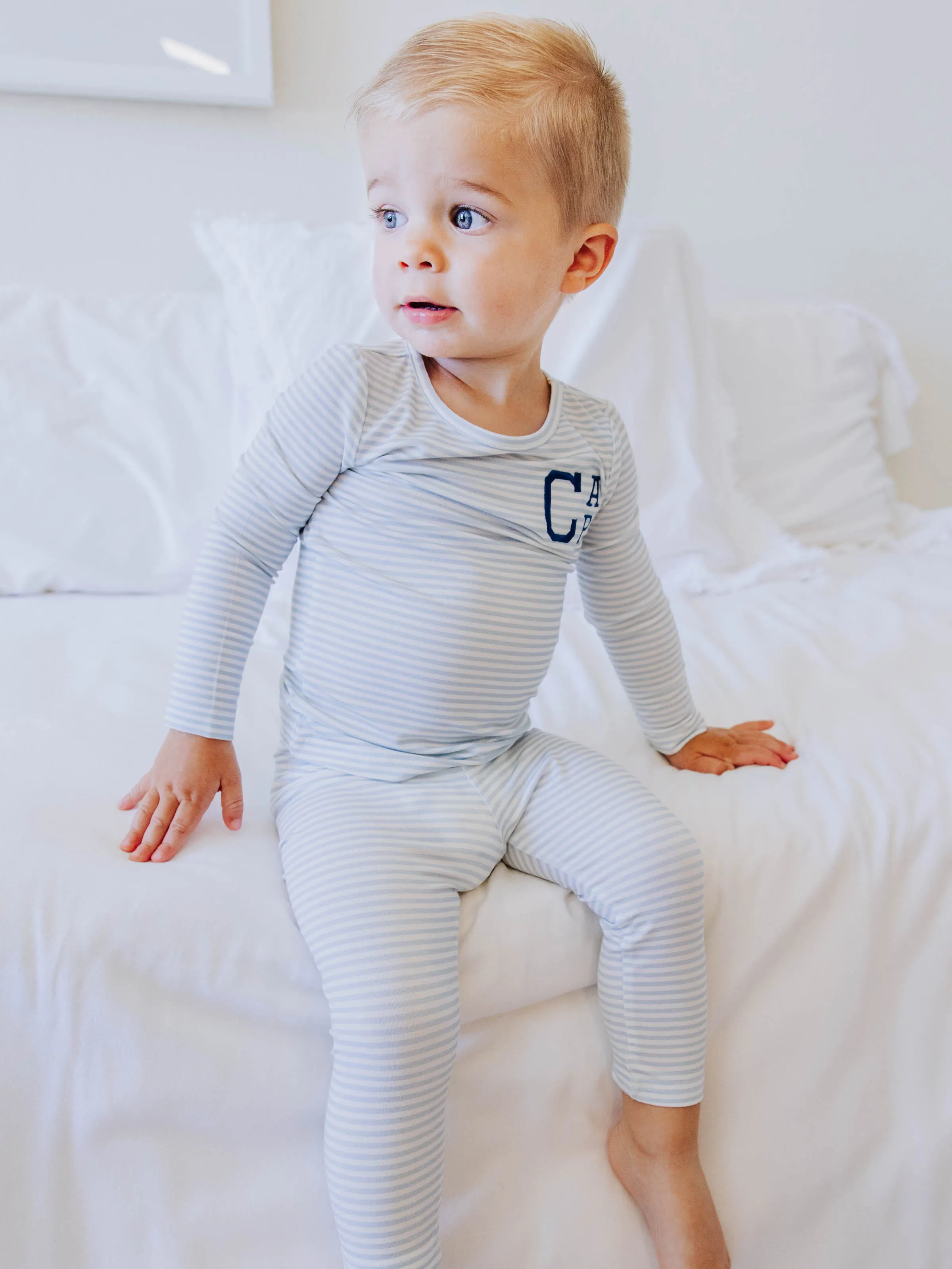 Cloud Fitted Pajamas - Sky Blue Stripes