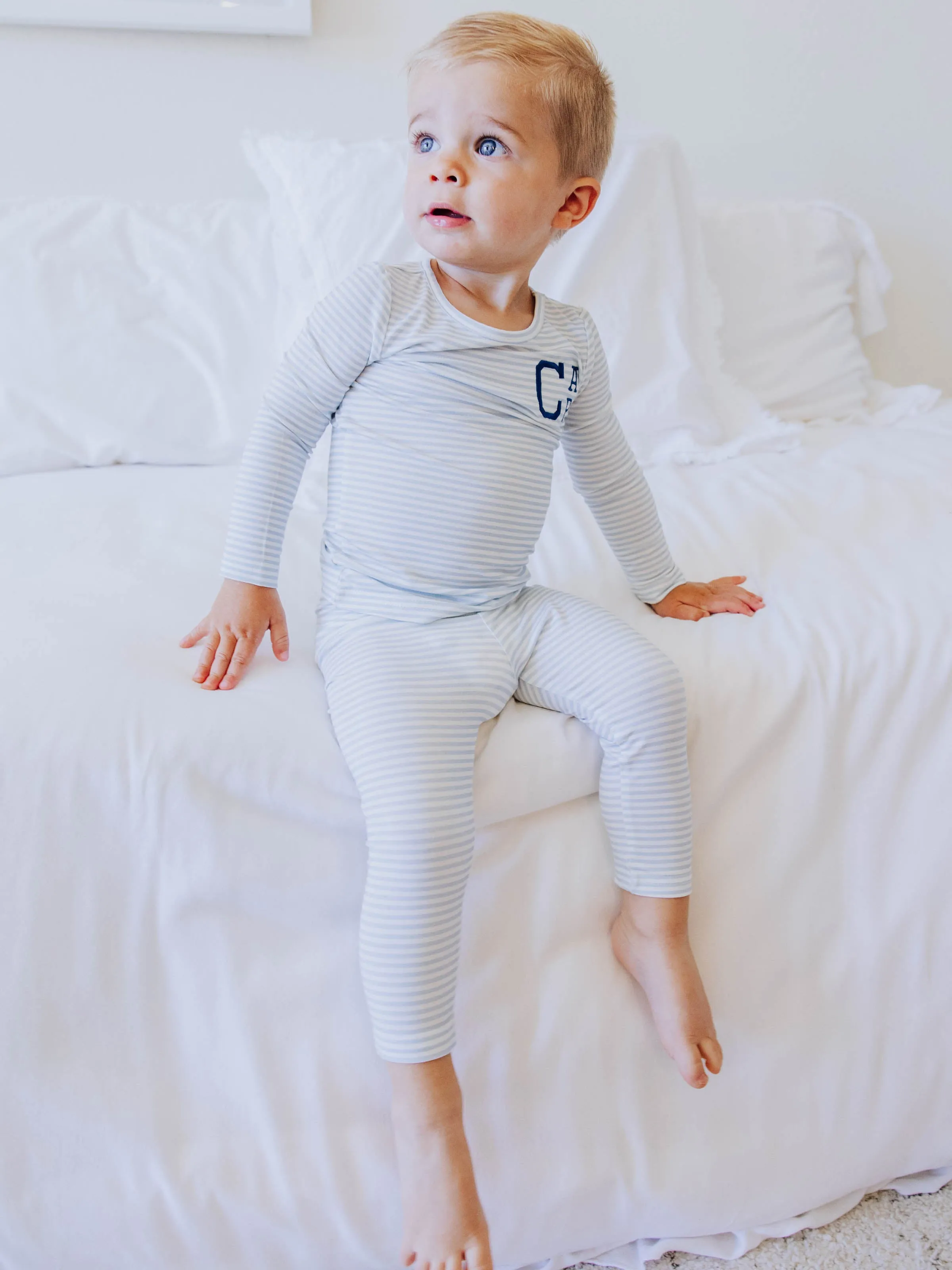 Cloud Fitted Pajamas - Sky Blue Stripes