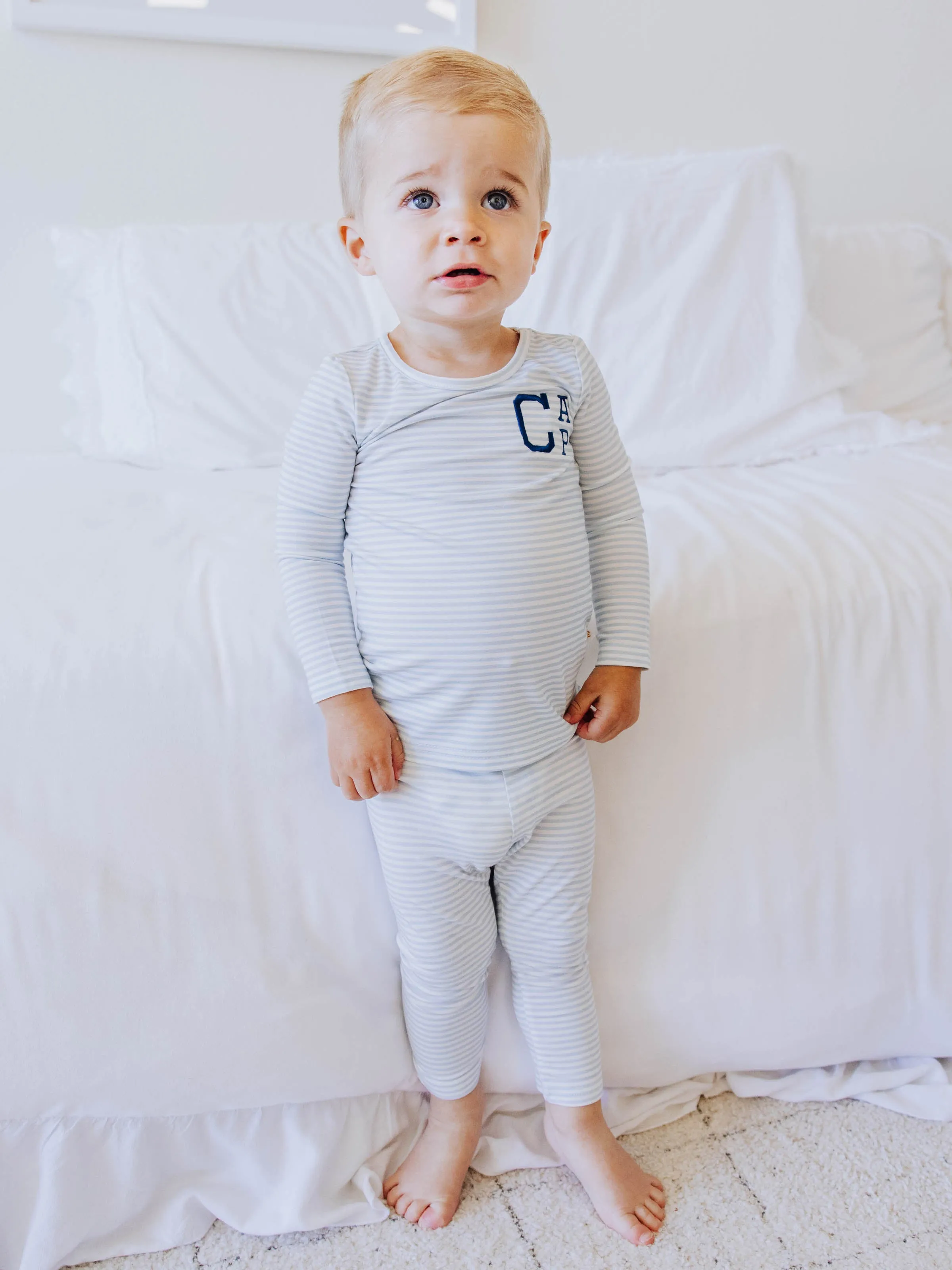 Cloud Fitted Pajamas - Sky Blue Stripes