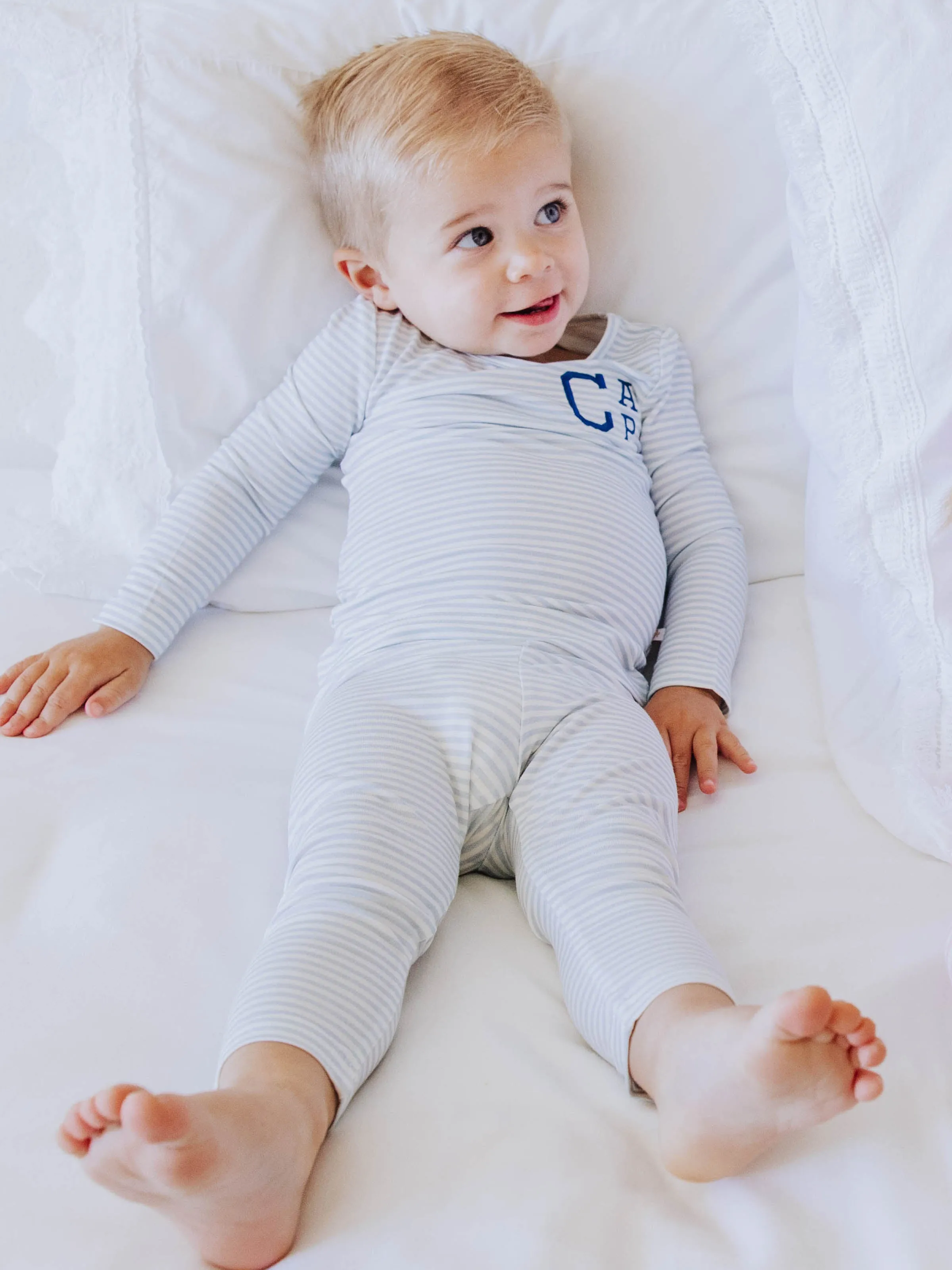 Cloud Fitted Pajamas - Sky Blue Stripes