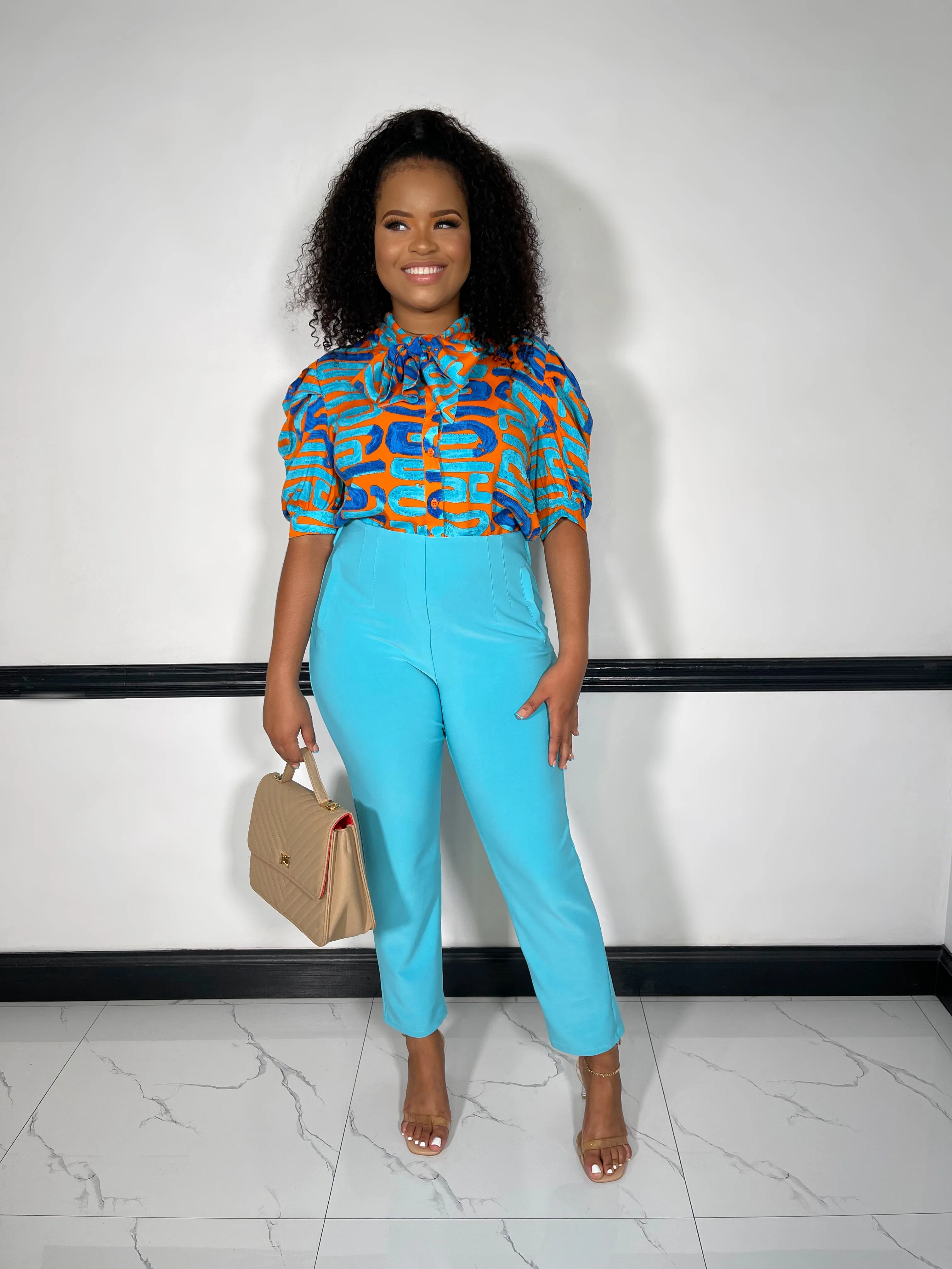 Corporate Chic Pintuck Pants-Aqua