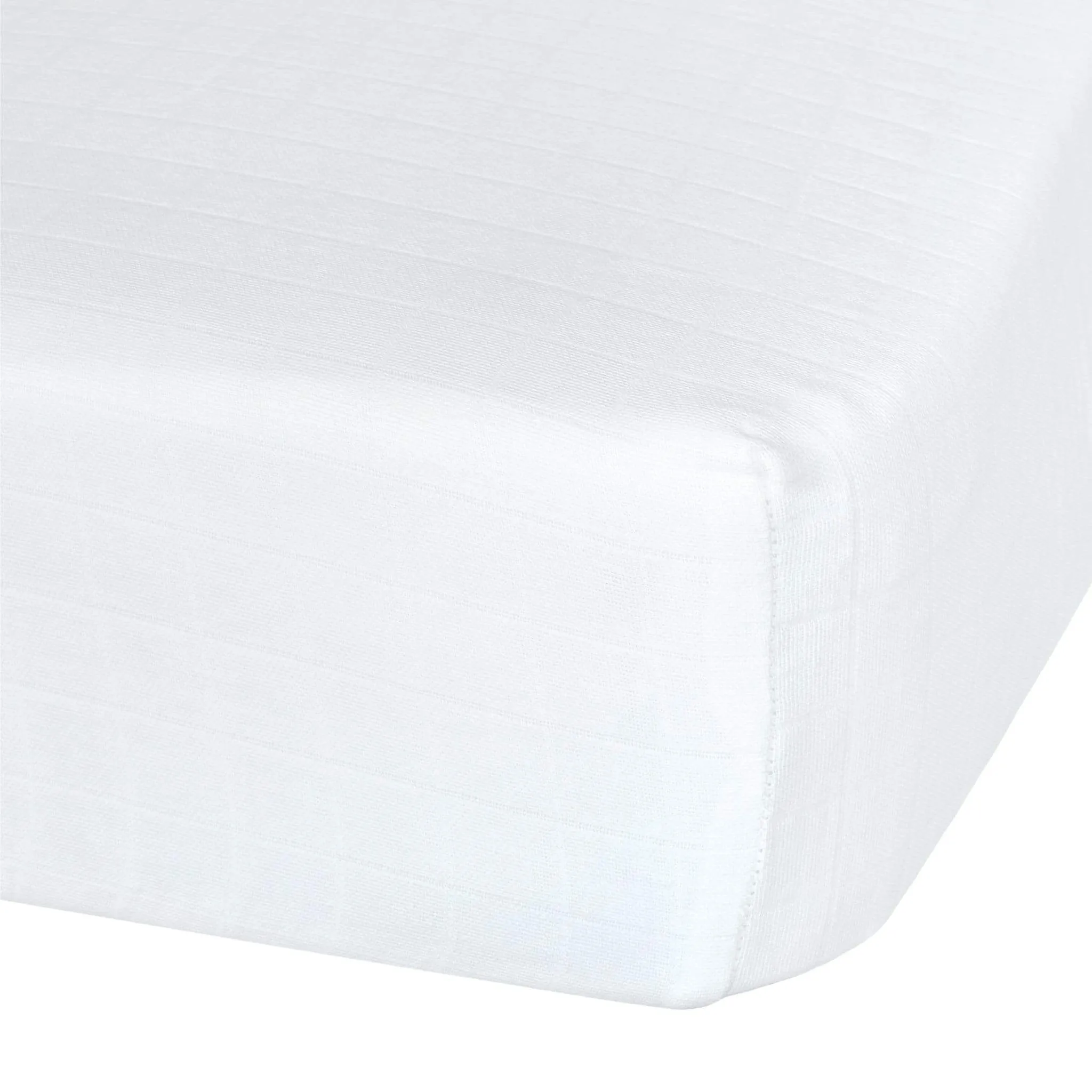 Cotton muslin fitted sheet - White