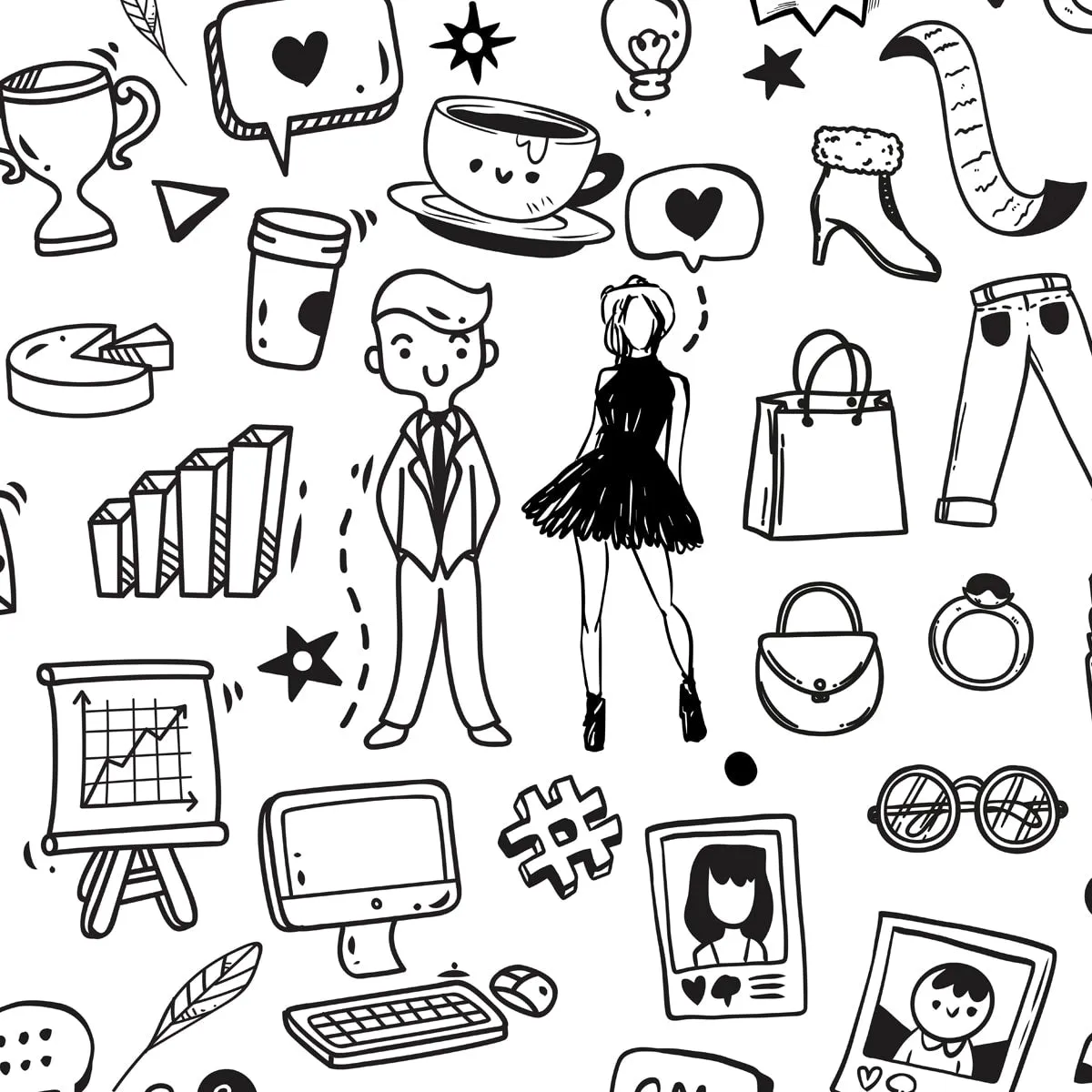 Doodle Art Wallpaper for Walls with Funky Elements