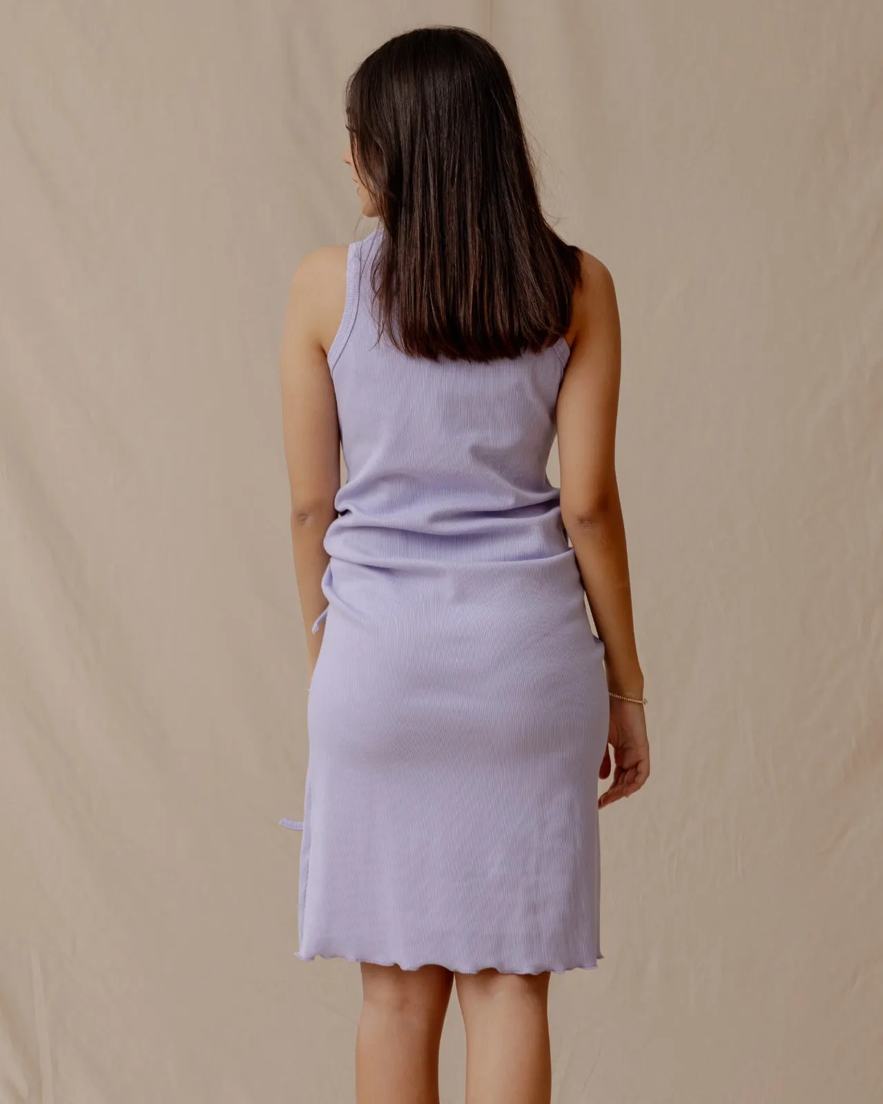 Drawstring Fitted Dress Lilac