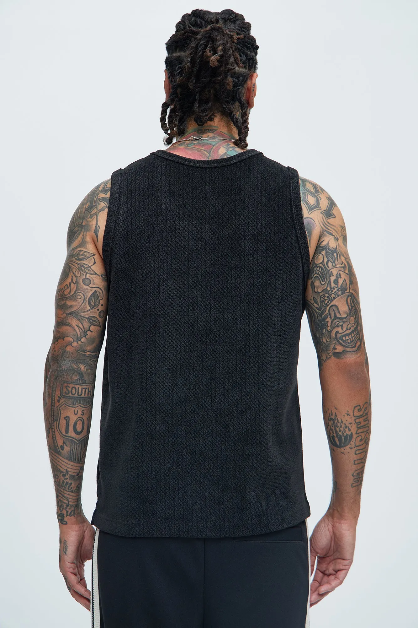 Dudley Textured Relaxed Tank - Black