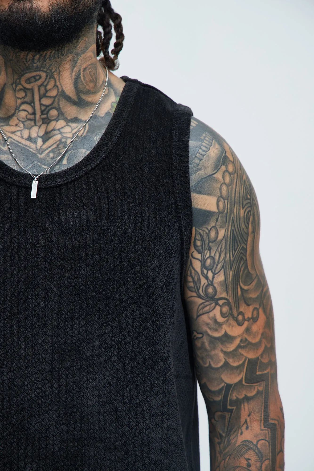 Dudley Textured Relaxed Tank - Black