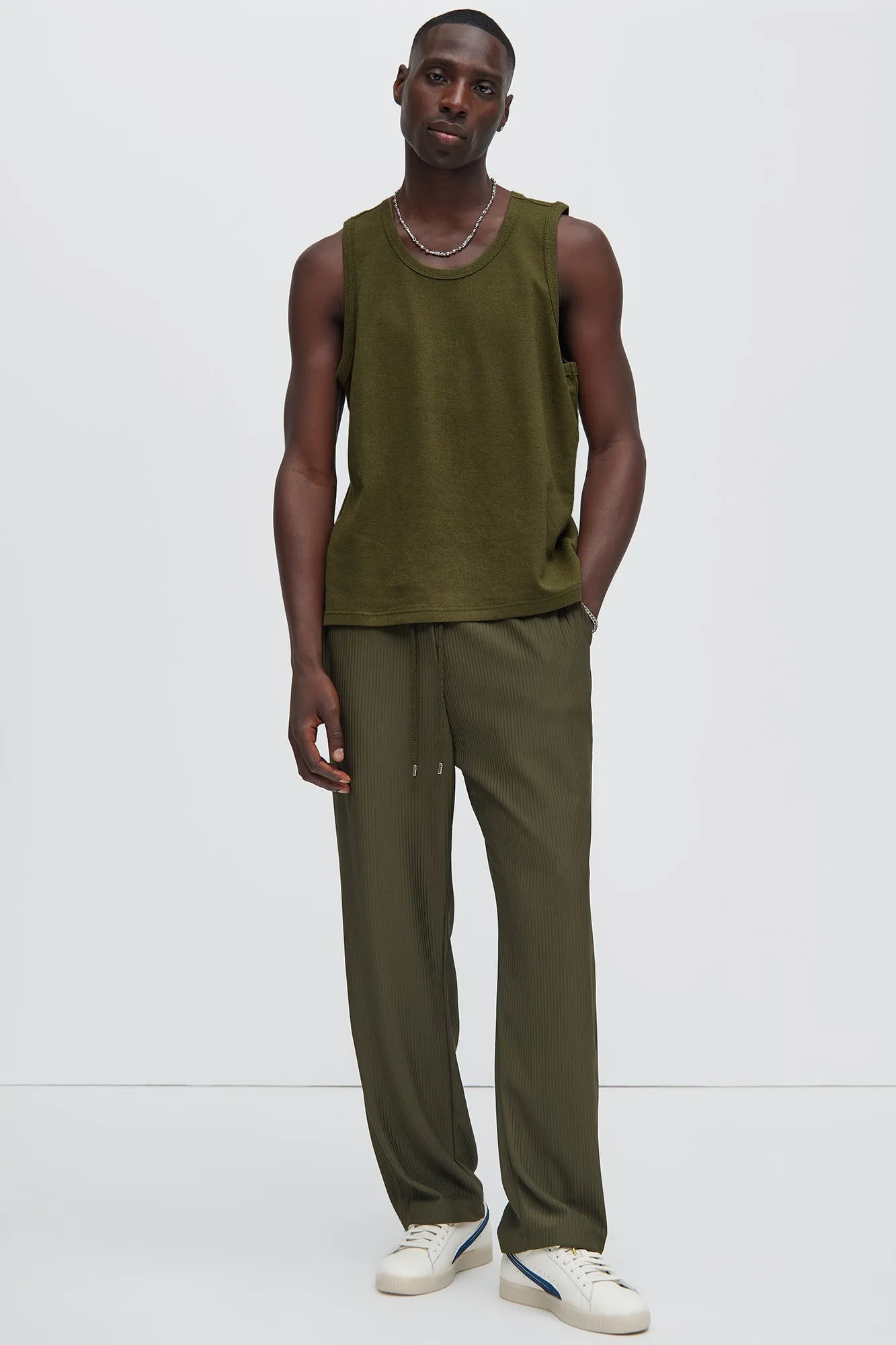 Duval Textured Relaxed Tank - Olive