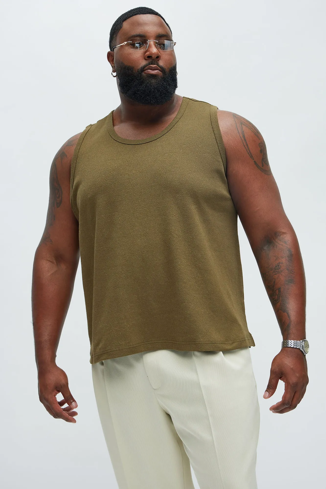 Duval Textured Relaxed Tank - Olive