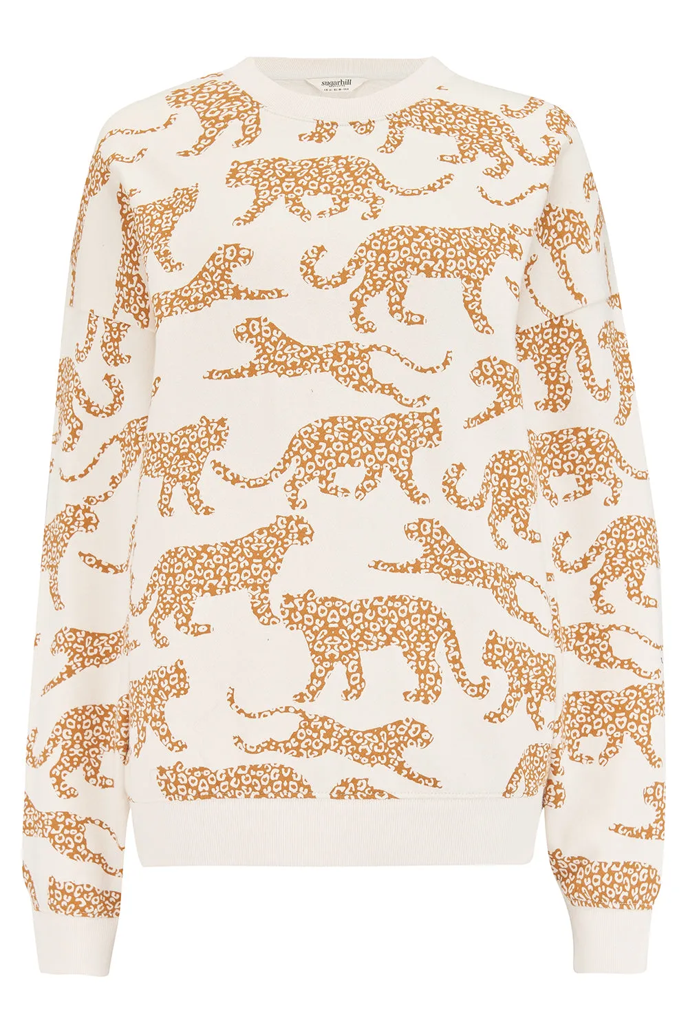 Eadie Relaxed Sweatshirt - Cream, Large Leopard