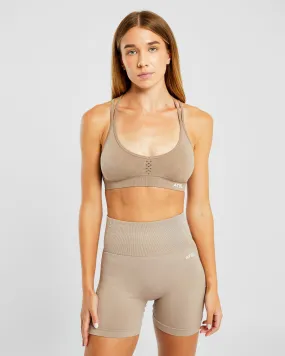 Essential Seamless Strappy Sports Bra - Muted Mocha