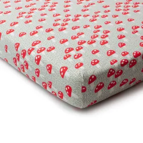 Fitted Crib Sheet - Mushrooms Sage