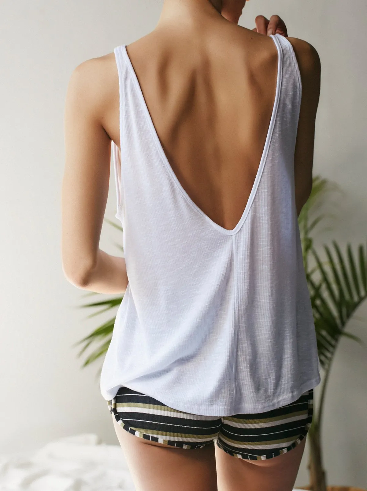 Free People Sleek N Easy Tank White