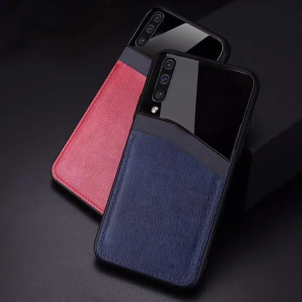 Galaxy A7 2018 Sleek Slim Leather Glass Case