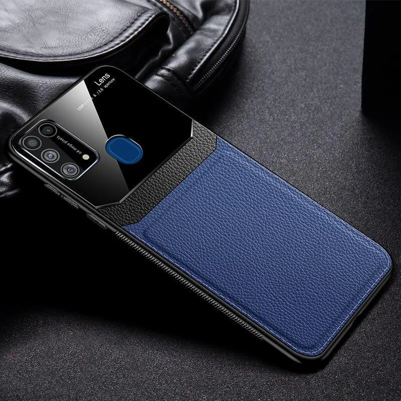 Galaxy M Series Sleek Slim Leather Glass Case