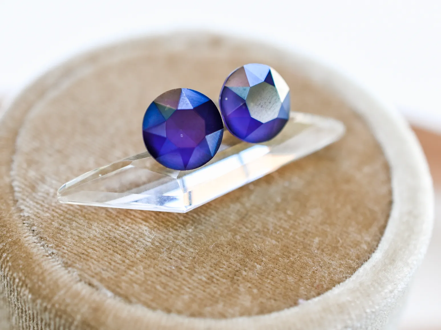 Gemstone Studs - Swarovski Crystal Purple Muted