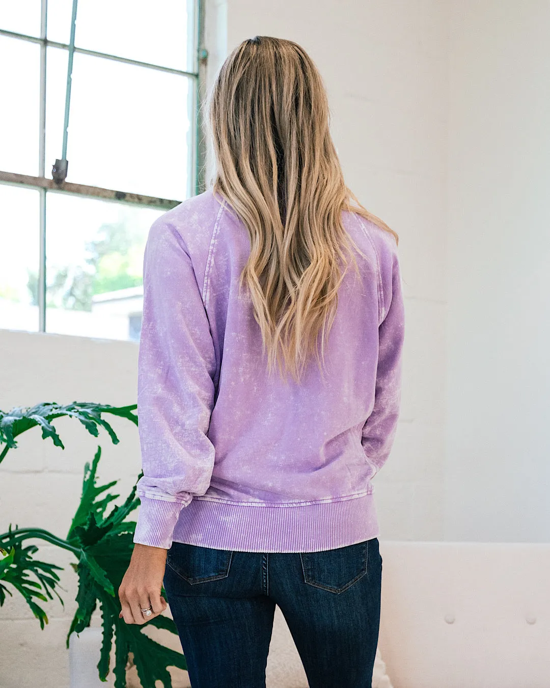 Girlfriend Crewneck Sweatshirt - Ash Bright Lavender