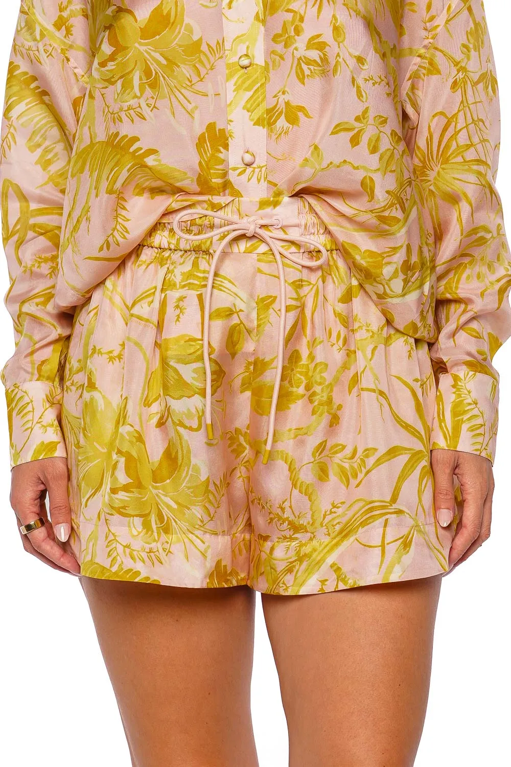 Golden Relaxed Silk Drawstring Short