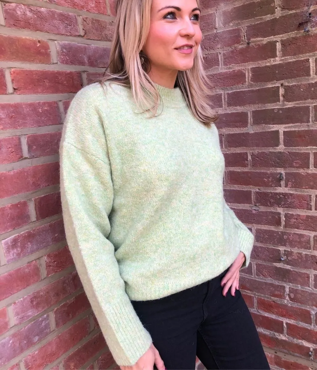 Green Textured Relaxed Fit Jumper