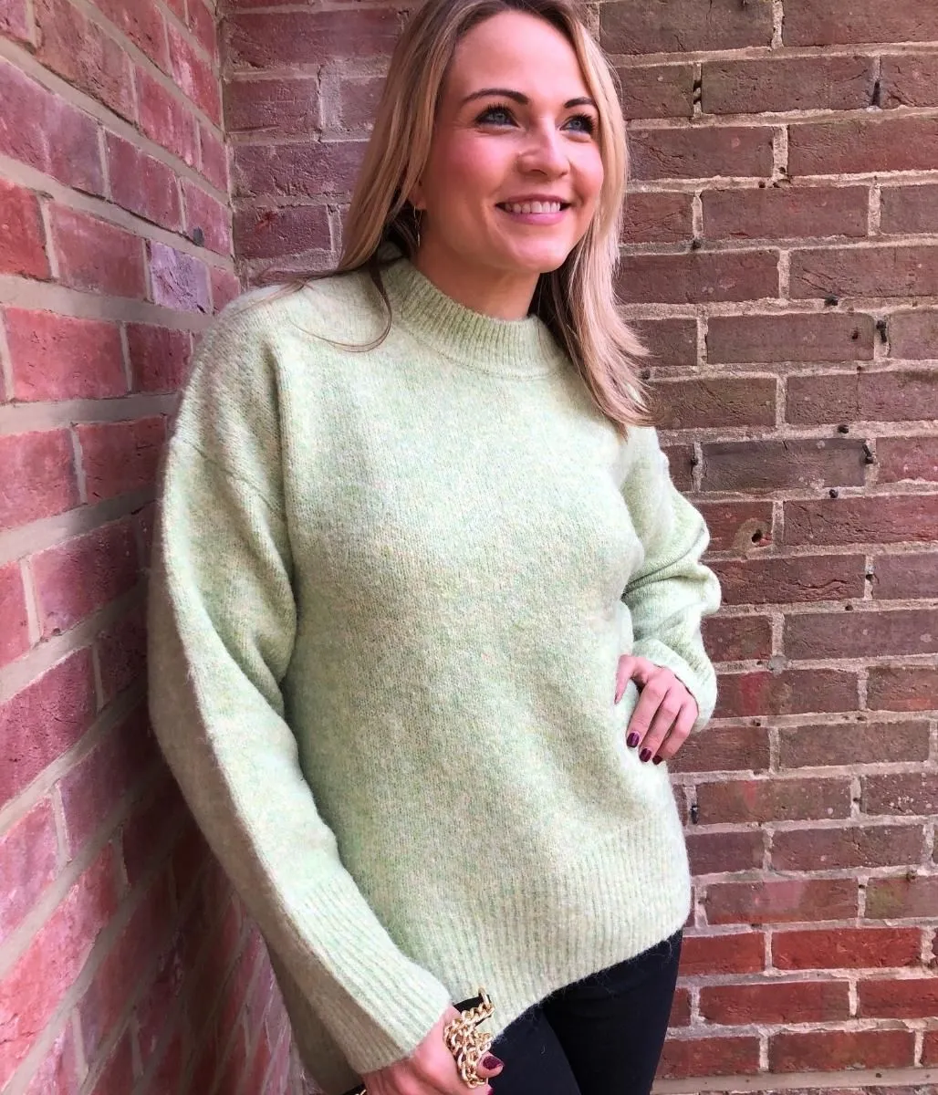 Green Textured Relaxed Fit Jumper