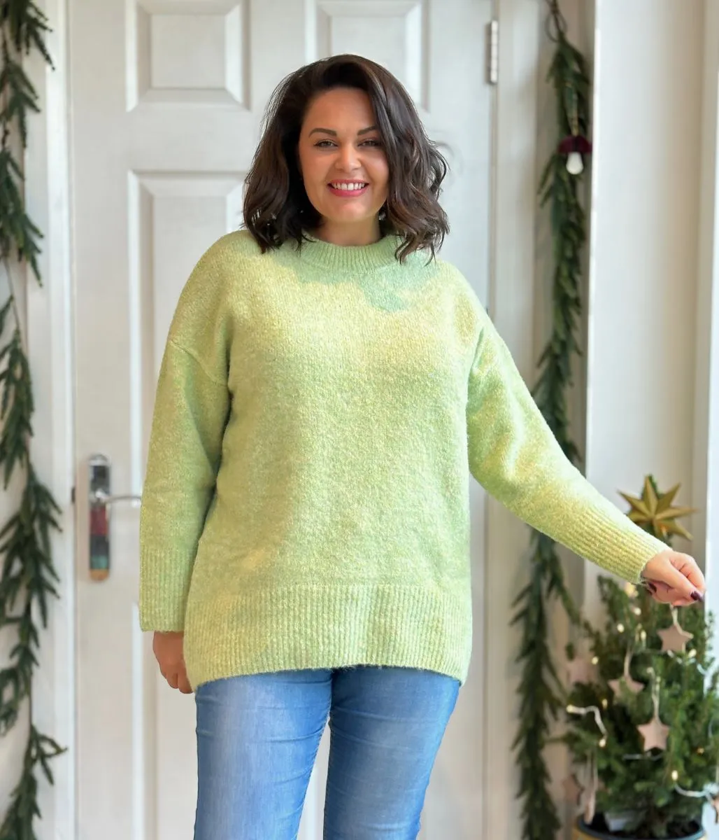 Green Textured Relaxed Fit Jumper