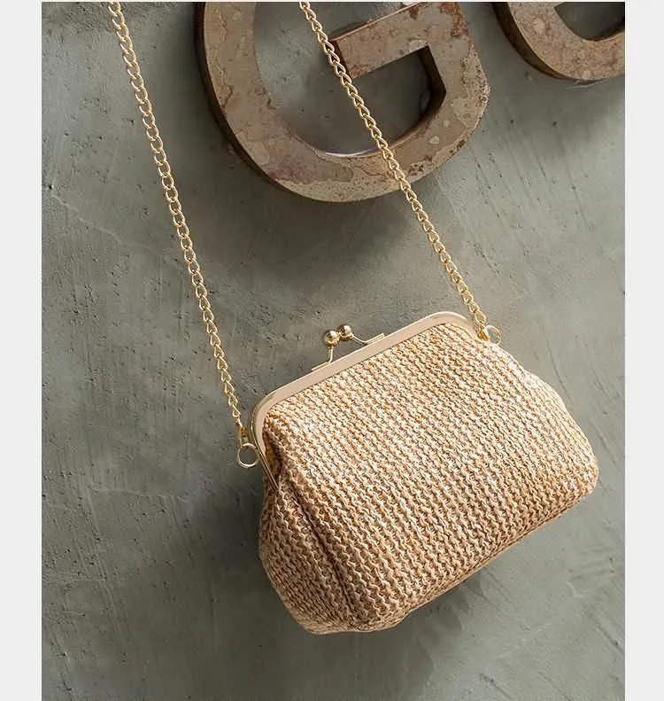 Handmade Vintage Straw Clutch