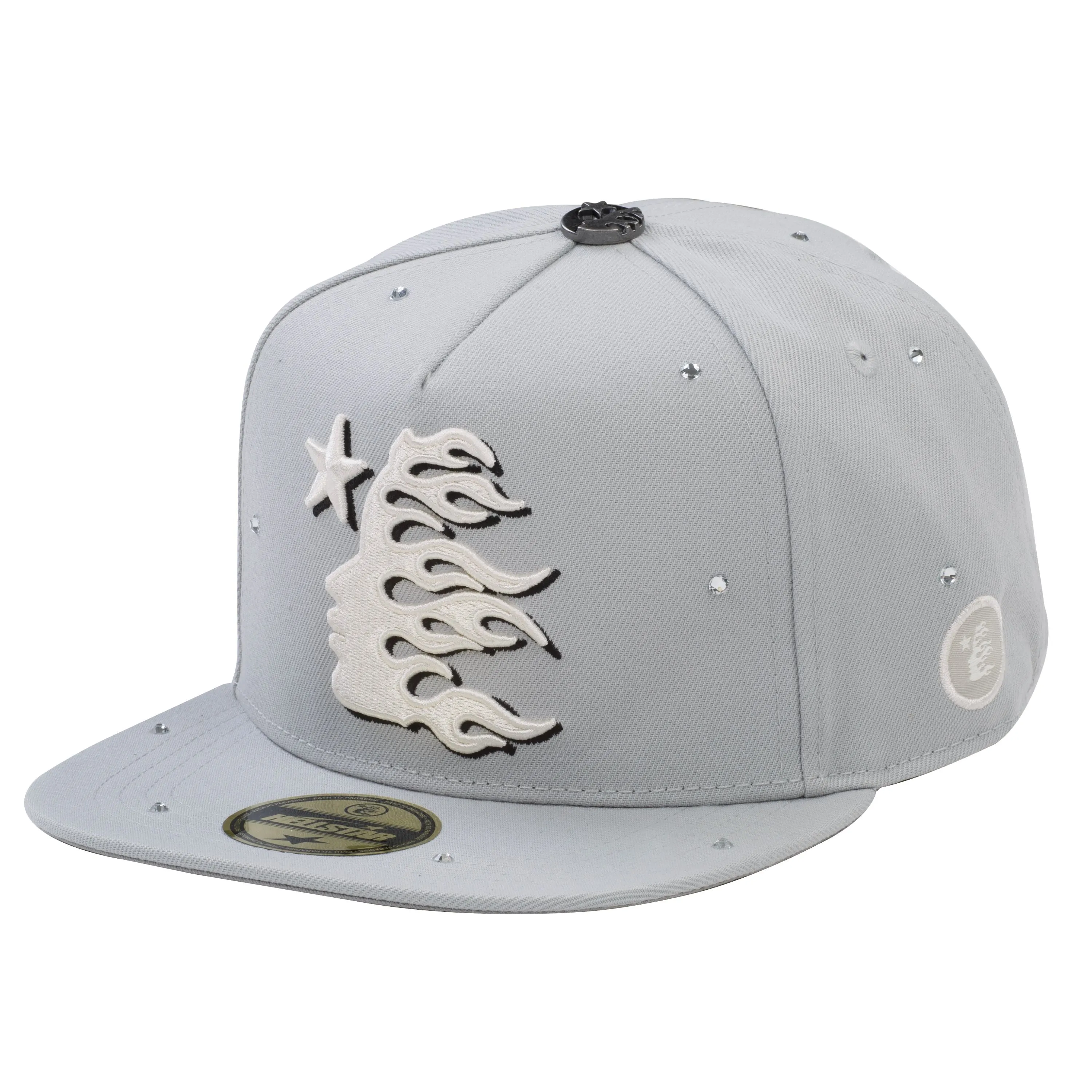 Hellstar Rhinestone Fitted Hat Grey