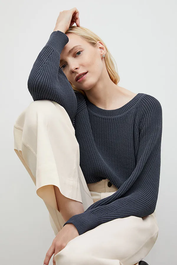 Jo Sweater - Sleek Cotton :: Dusty Indigo