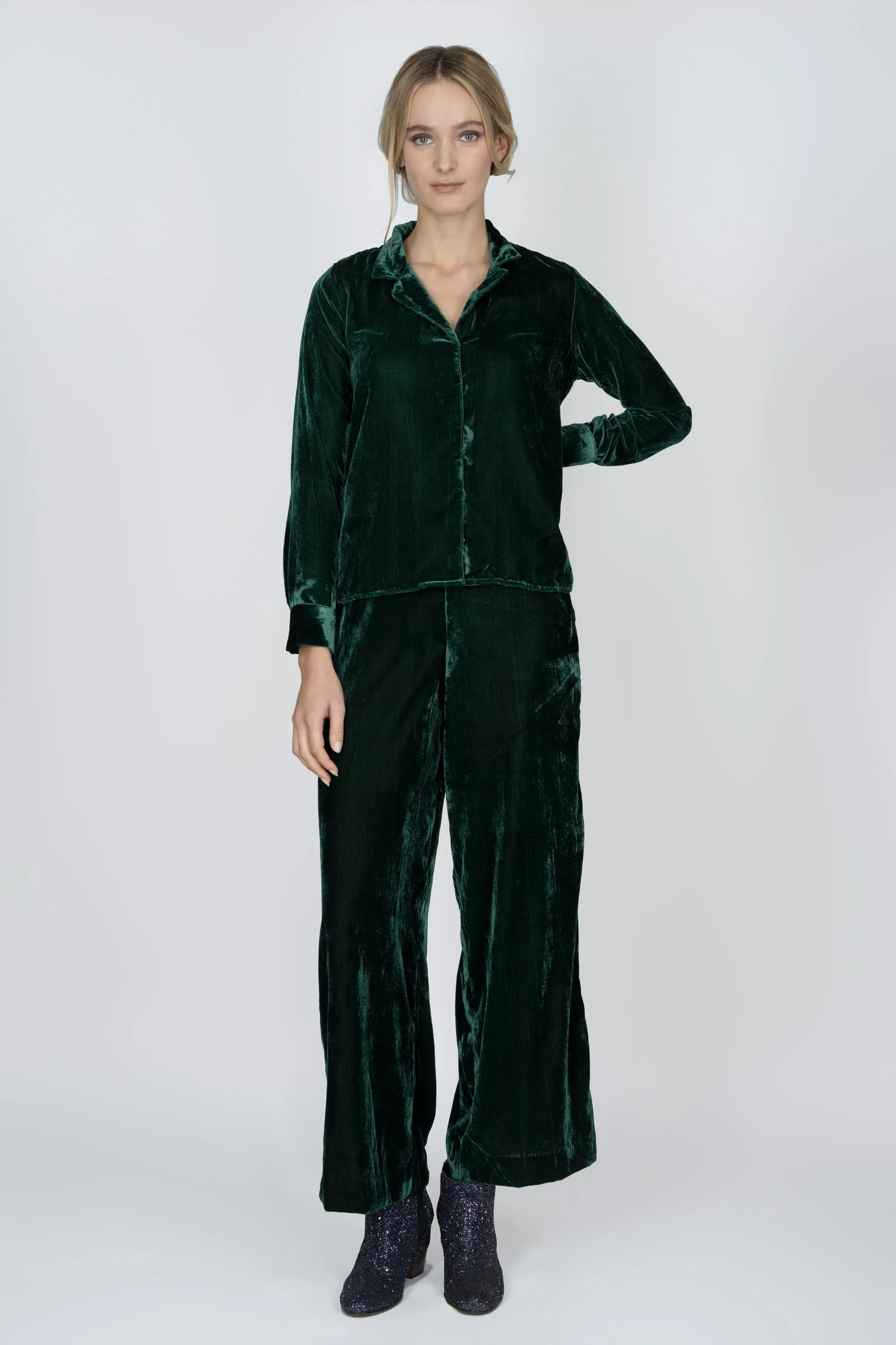 Jodie Emerald Velvet Shirt