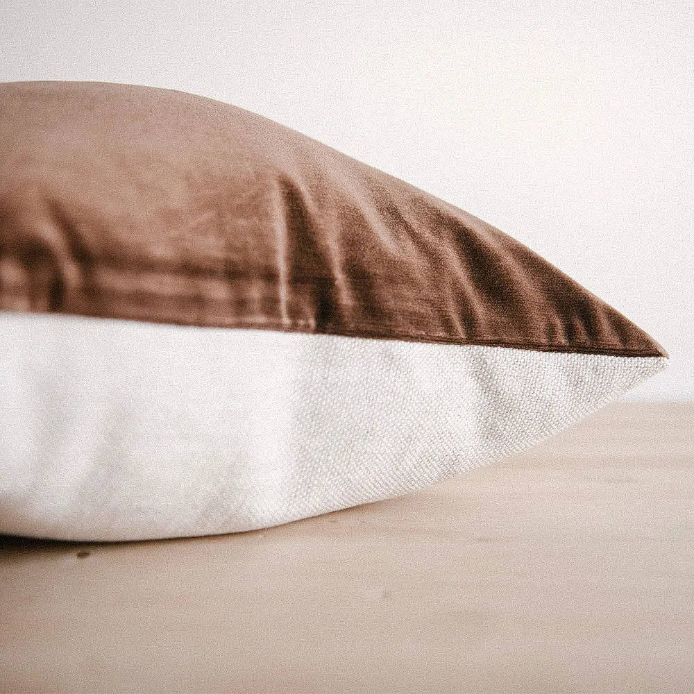 Linen & Velvet Pillow - Walnut