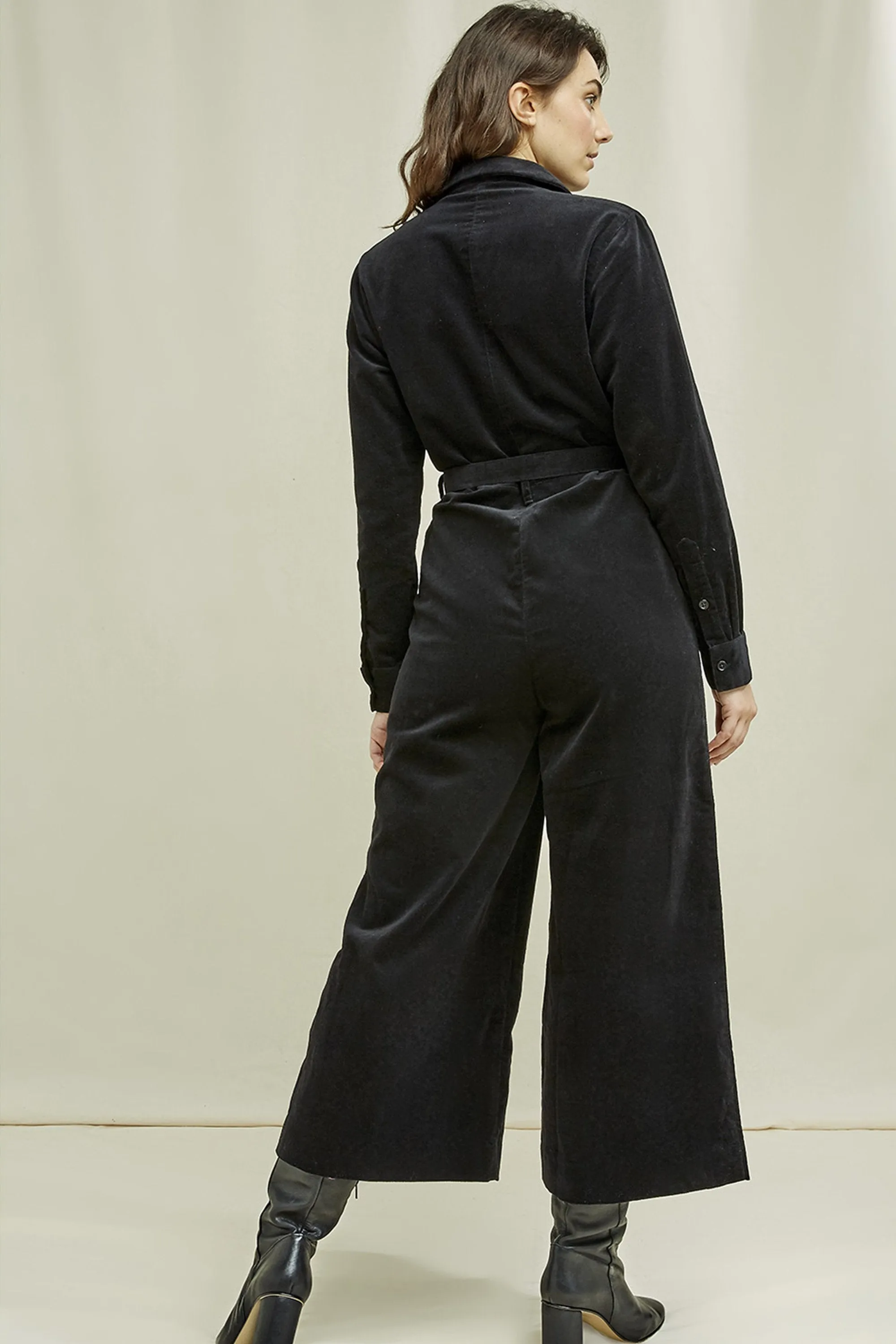 mairi velvet boilersuit black