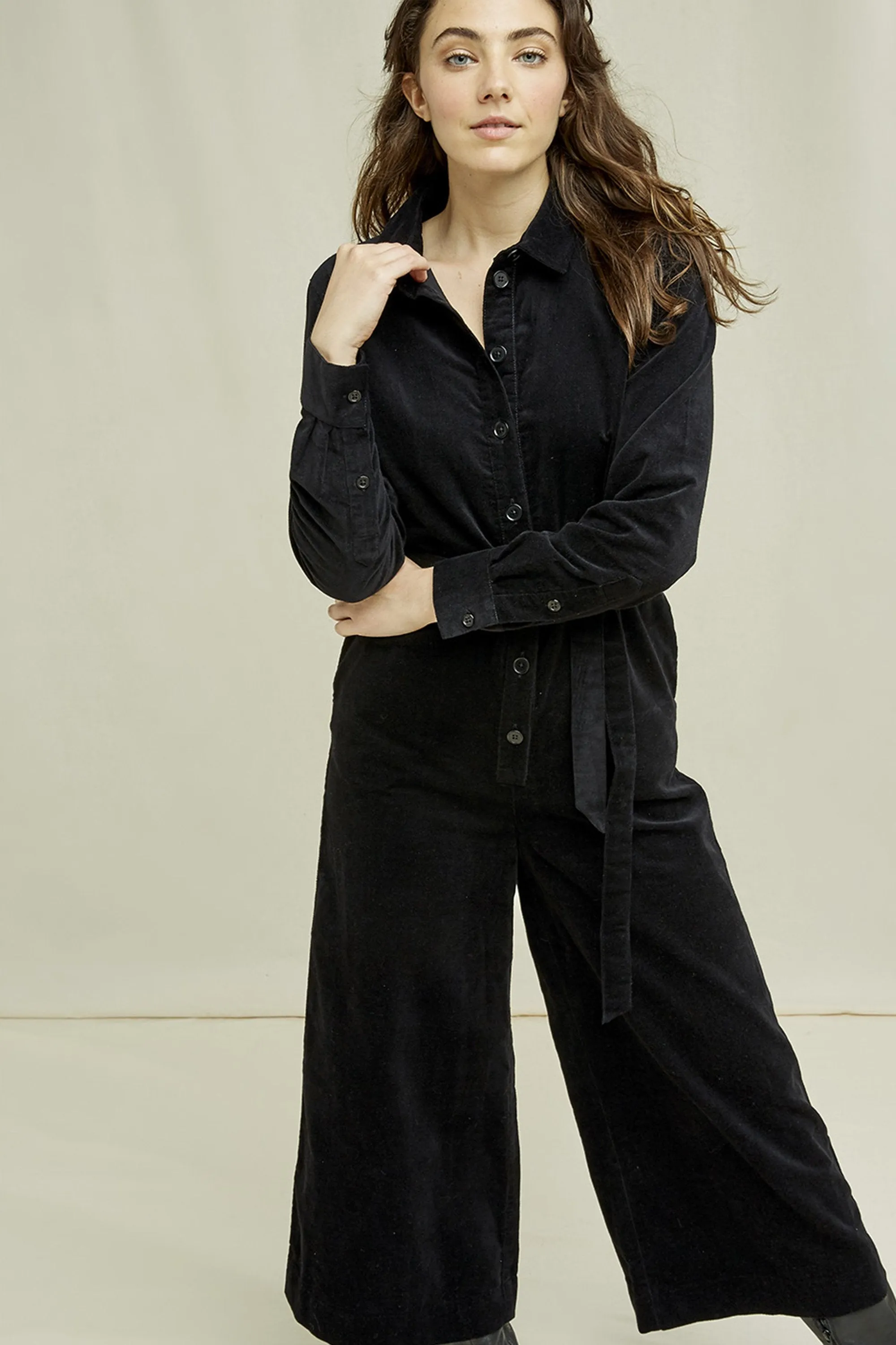 mairi velvet boilersuit black