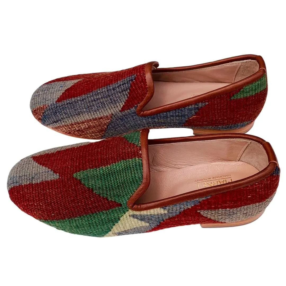 Men's Turkish Kilim Loafers | Red & Muted Colors