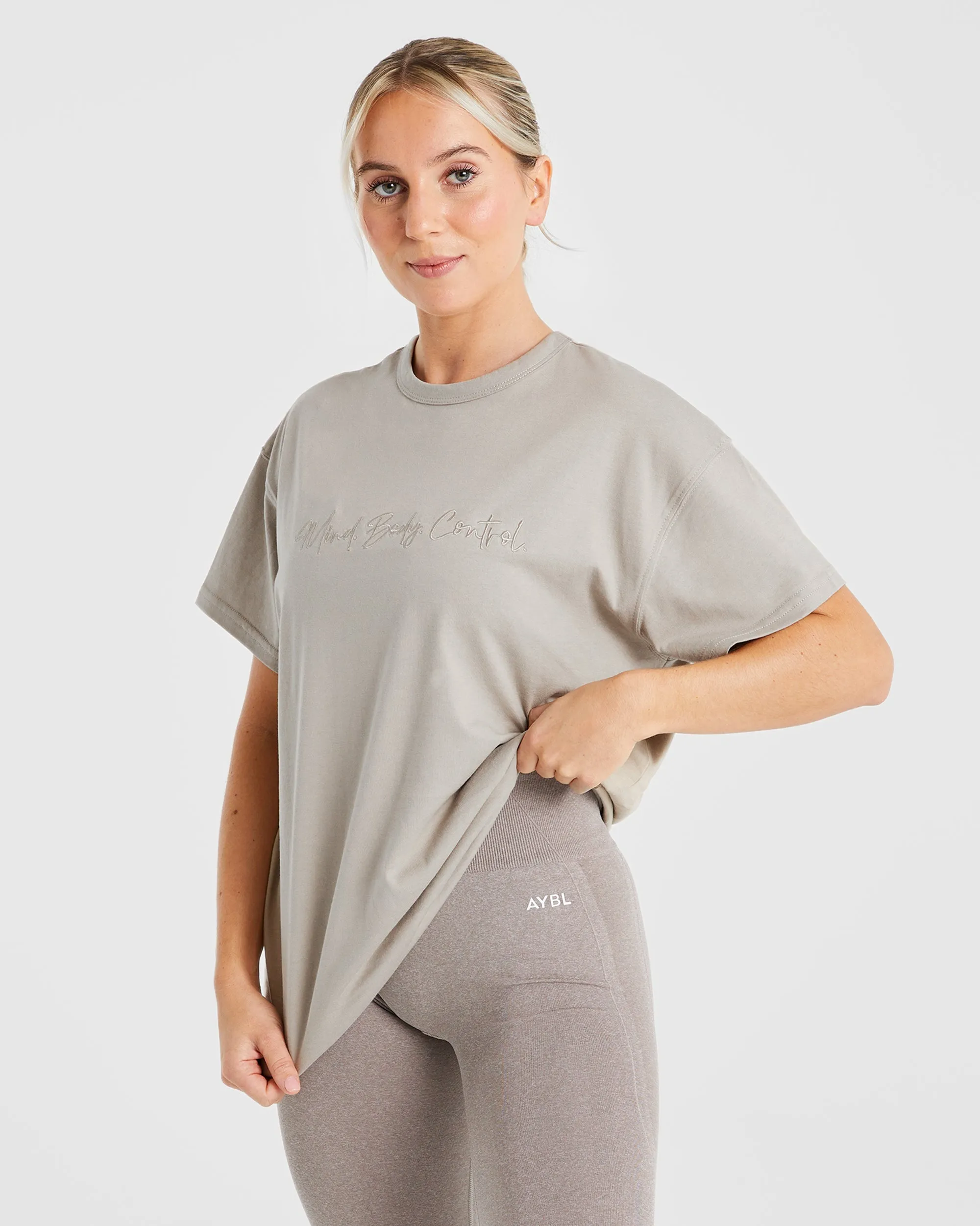 Mind Body Control Oversized T Shirt - Muted Oak