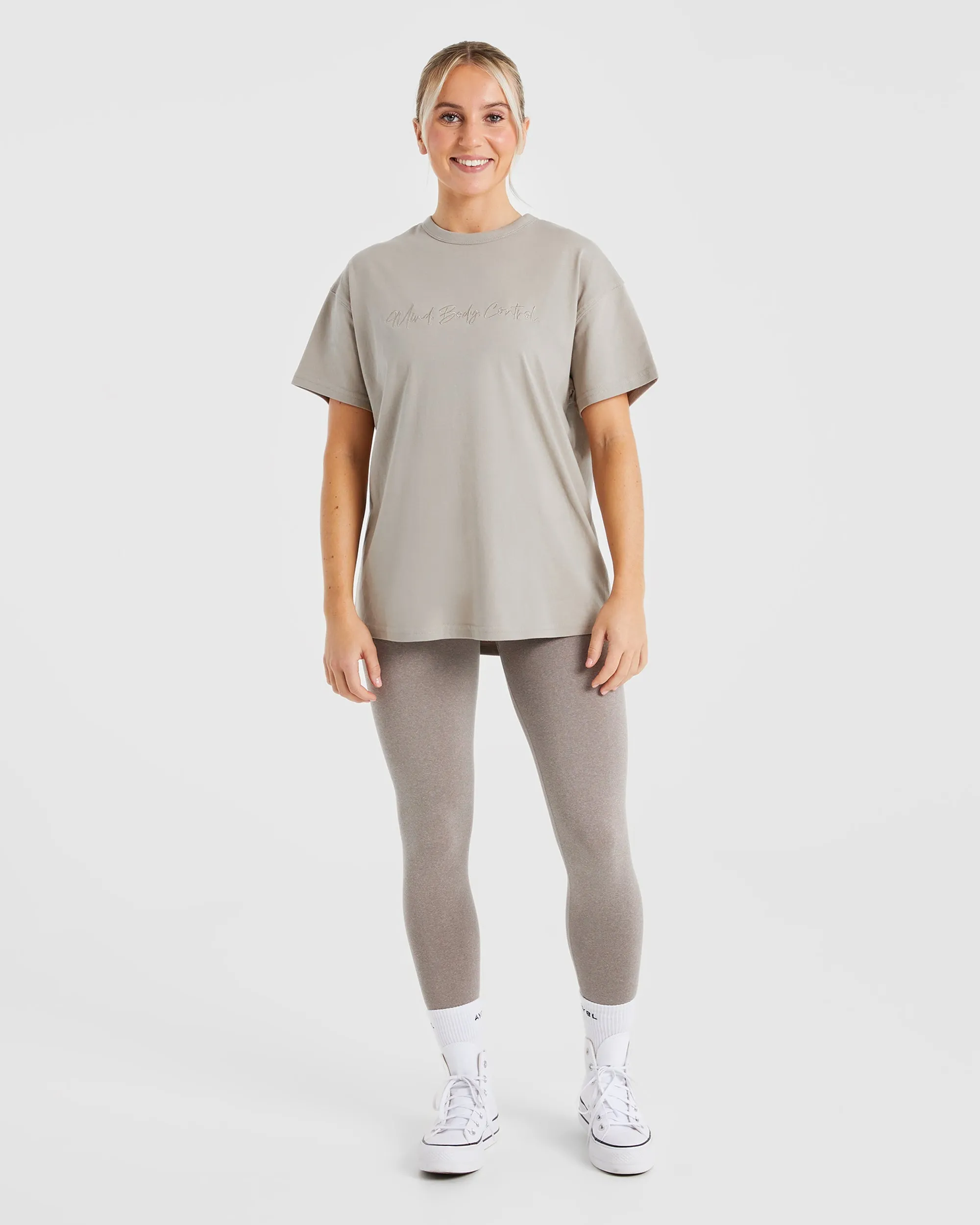 Mind Body Control Oversized T Shirt - Muted Oak