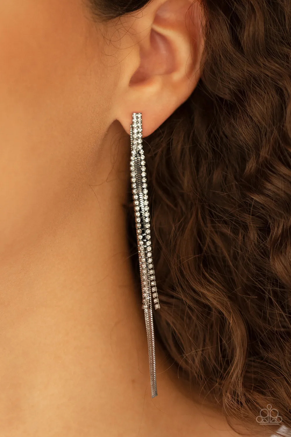 Paparazzi Accessories - Flavor of the SLEEK - Black Rhinestone Earrings